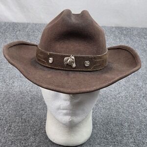 Bullhide Cowboy Hat Mens S Brown Wool Felt Horse Head Concho Band Western Rodeo